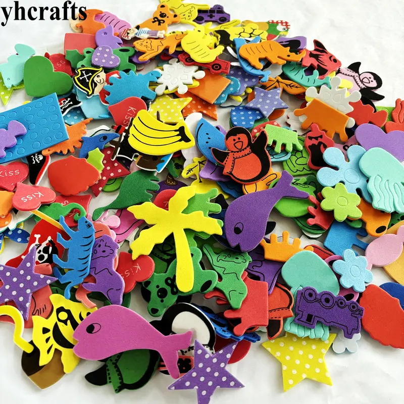 

150PCS Assorted Foam Stickers Mix Animals Fruits Stars Hearts Shapes Flower Trees Random Cutouts for Crafts