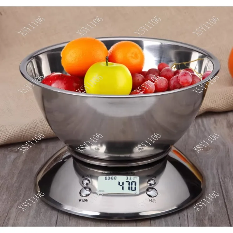 

Кухонные весы из нержавеющей стали с чашей и часами, раздельный дизайн, аксессуар для взвешивания продуктов