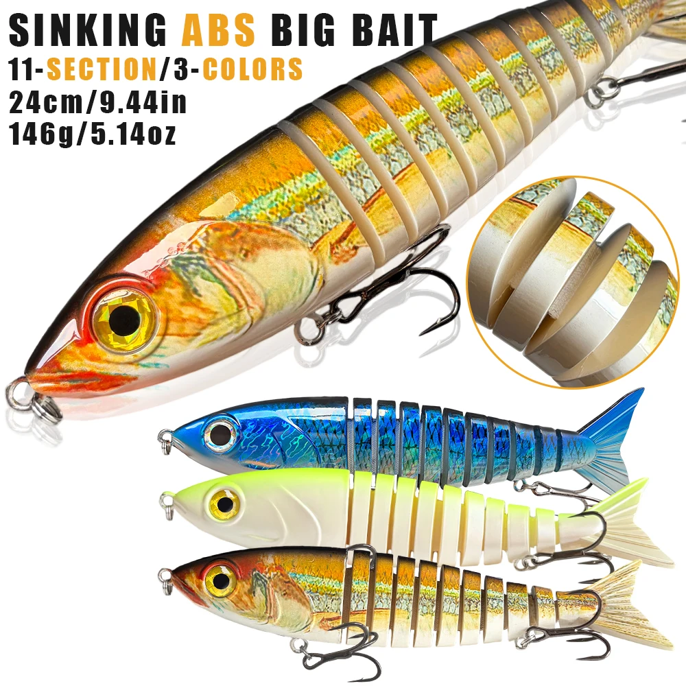 LUHANGT 240mm Angelköder Madness Swimbait Großer Köder Meeresangeln Harter Köder 11-teilig Riesiger Mehrteiliger Köder – Detail 2