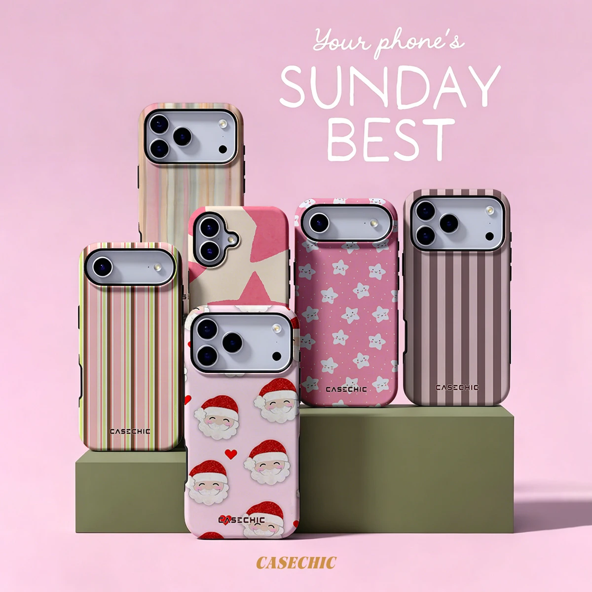 Blush Santa Hearts Case for Samsung Galaxy S26 S25 S24 S23 Ultra Drop Resistant Glossy Dual-Layer Cover CaseChic