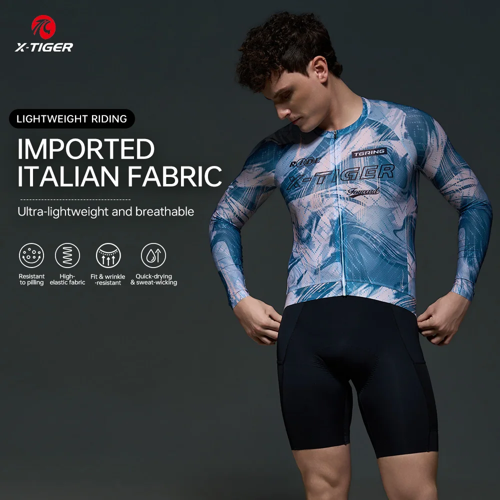 

X-TIGER Men's Cycling Jersey GALE SERIES Slim Fit Long Sleeves Breathable Cycling Jersey Mtb Road Bike Pro Cycling Jersey