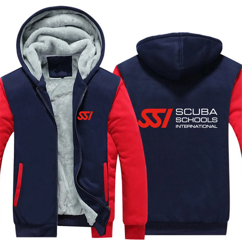 Scuba Diving Dive SSI New Men Hoodies Jacket Winter Thick Warm Fleece Zipper Hoodies Coat Casual Tracksuit Sportwear Sweatshirts