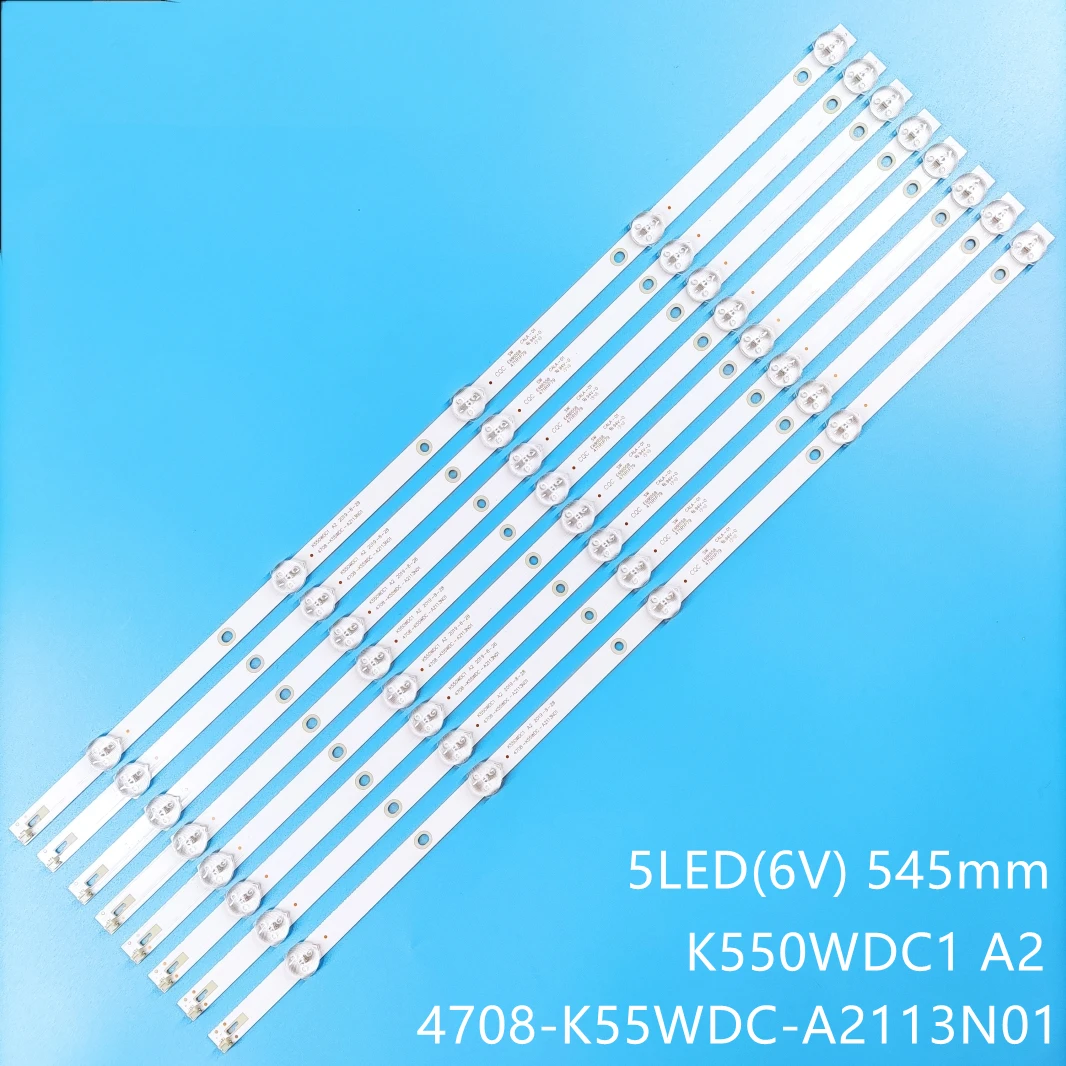 8-częściowa listwa świetlna LED do K550WDC1 A2 5 diod LED 4708-K55WDC-A2113N01 55U5855E 55PUF6022 55PUF6092 U55S870VKE STV-LC55LT0010F T55K05