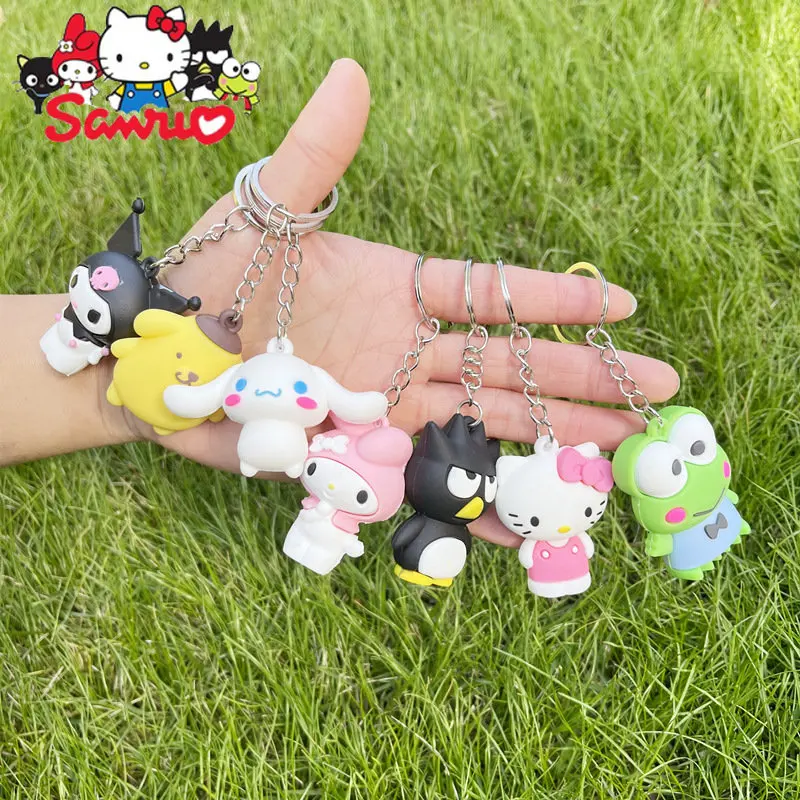 Porte-Clés Créatif MINISO Melody Kuromi Hello Kitty Cinnamoroll en Caoutchouc Souple KT, Pendentif pour Sac de Voiture, Cadeau d'Anniversaire