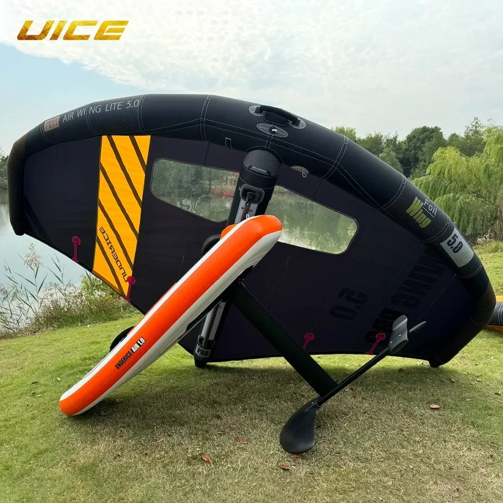 4.1/5.0/6.1m2 Windsurfen Vleugel Verijdelen Koolstofvezel Hard Handvat Opblaasbaar Kitesurfen Onafhankelijke Airbag Surfplank Wingsurfen