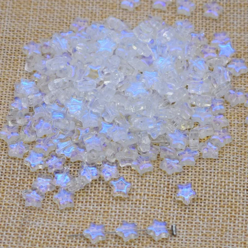 30/60pcs 8mm Blue AB Color Star Beads Loose Spacer Beads Handmade Diy Accessories Jewelry Making Necklace Earrings