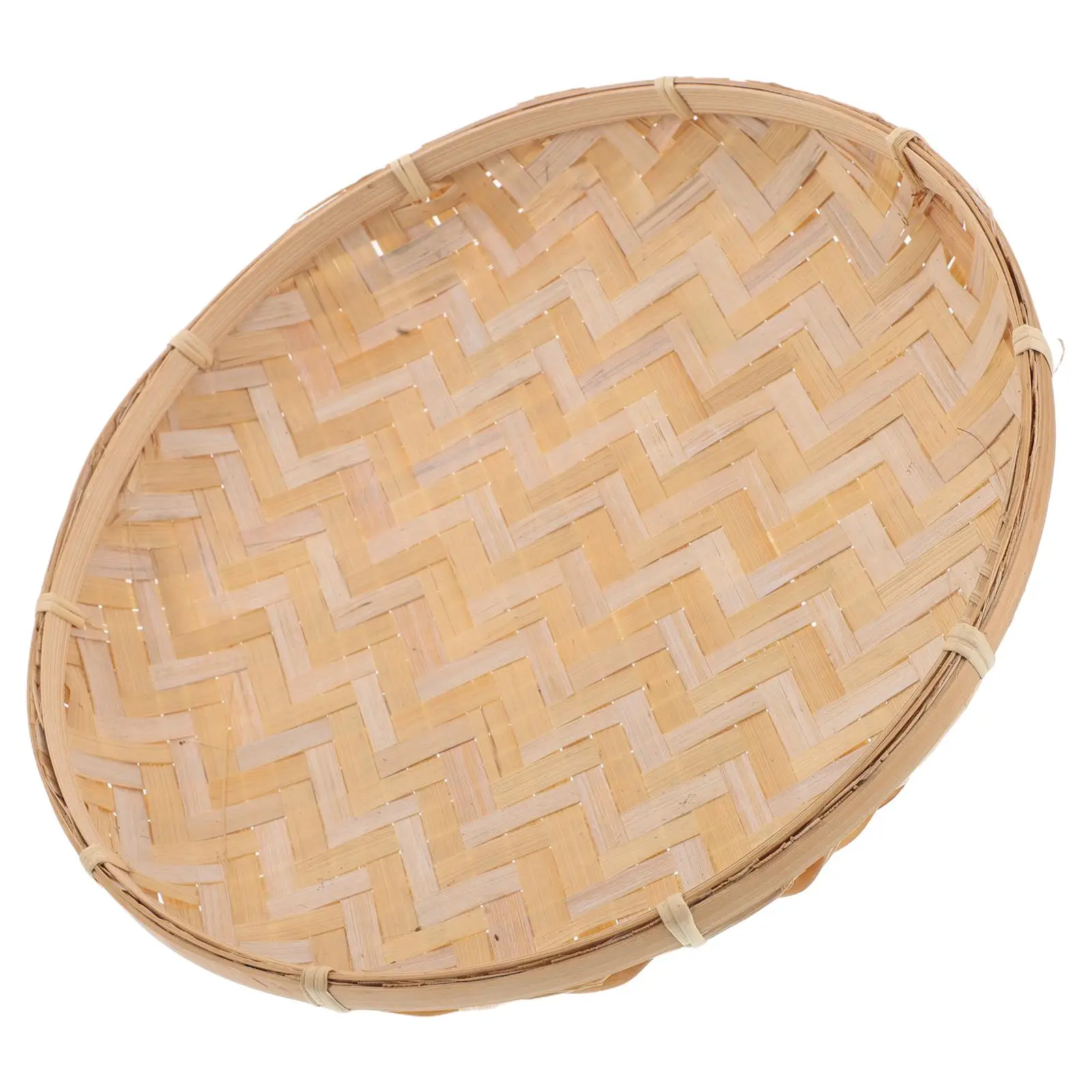 

Bamboo Storage Tray Fruit Plate Basket Nut and Candy Serving Decorative Woven Chinese Tea Bowl Platter