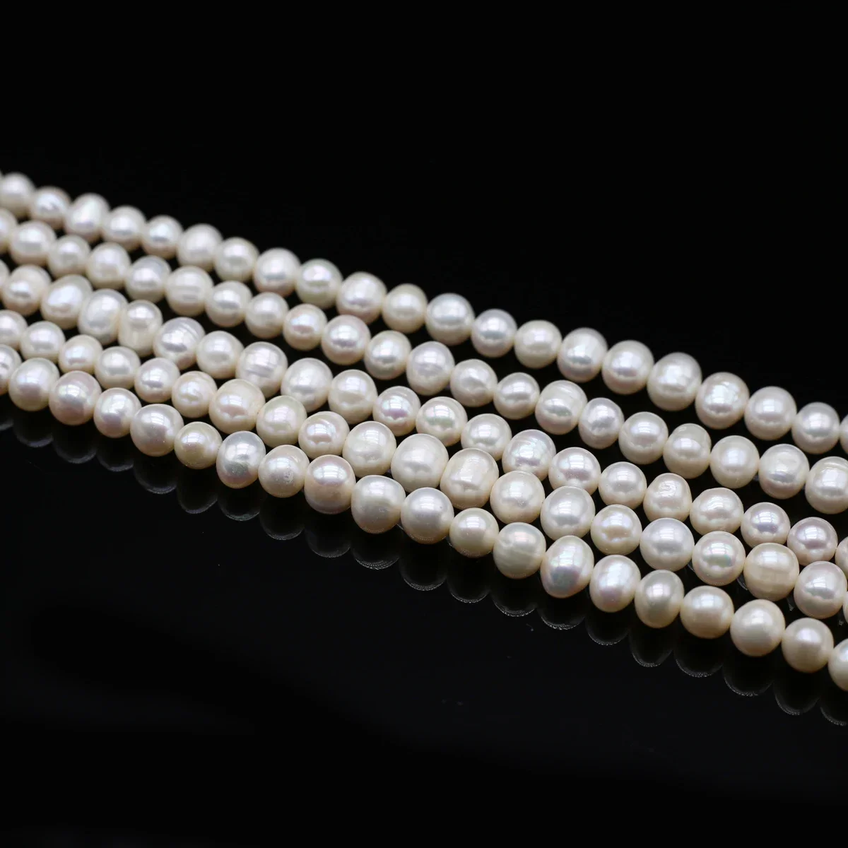 7-8mm Round Beads Natural Freshwater Genuine Pearl Jewelry Making DIY Bridal Dress Decoration Necklace Bracelet Accessories Gift