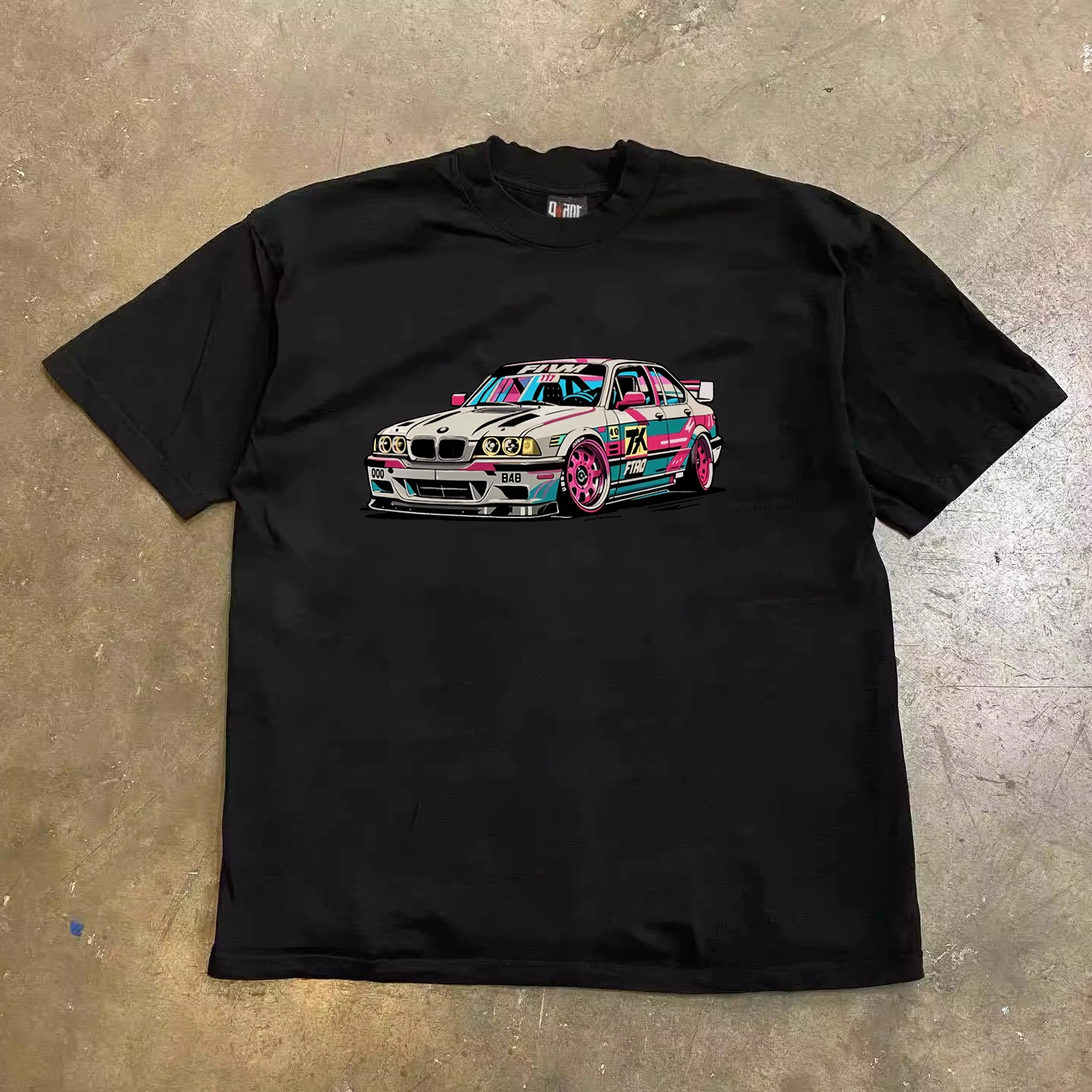 

BuettiKer 260g Heavy Cotton, Street Retro Paint, Car Printing, Short-sleeved T-shirt, Same for Men and Women