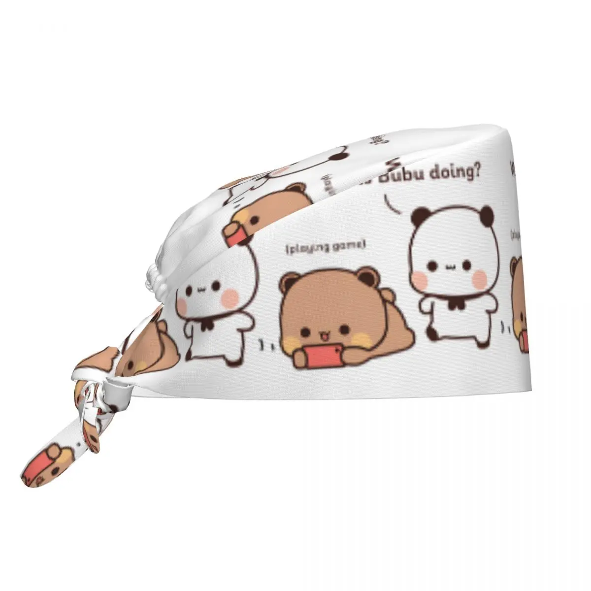 Bubu Dudu Panda And Brownie Bear Couple Working Cap Surgical Hats Women Men Operating Room Cap Operator Hats Lab Works Hat