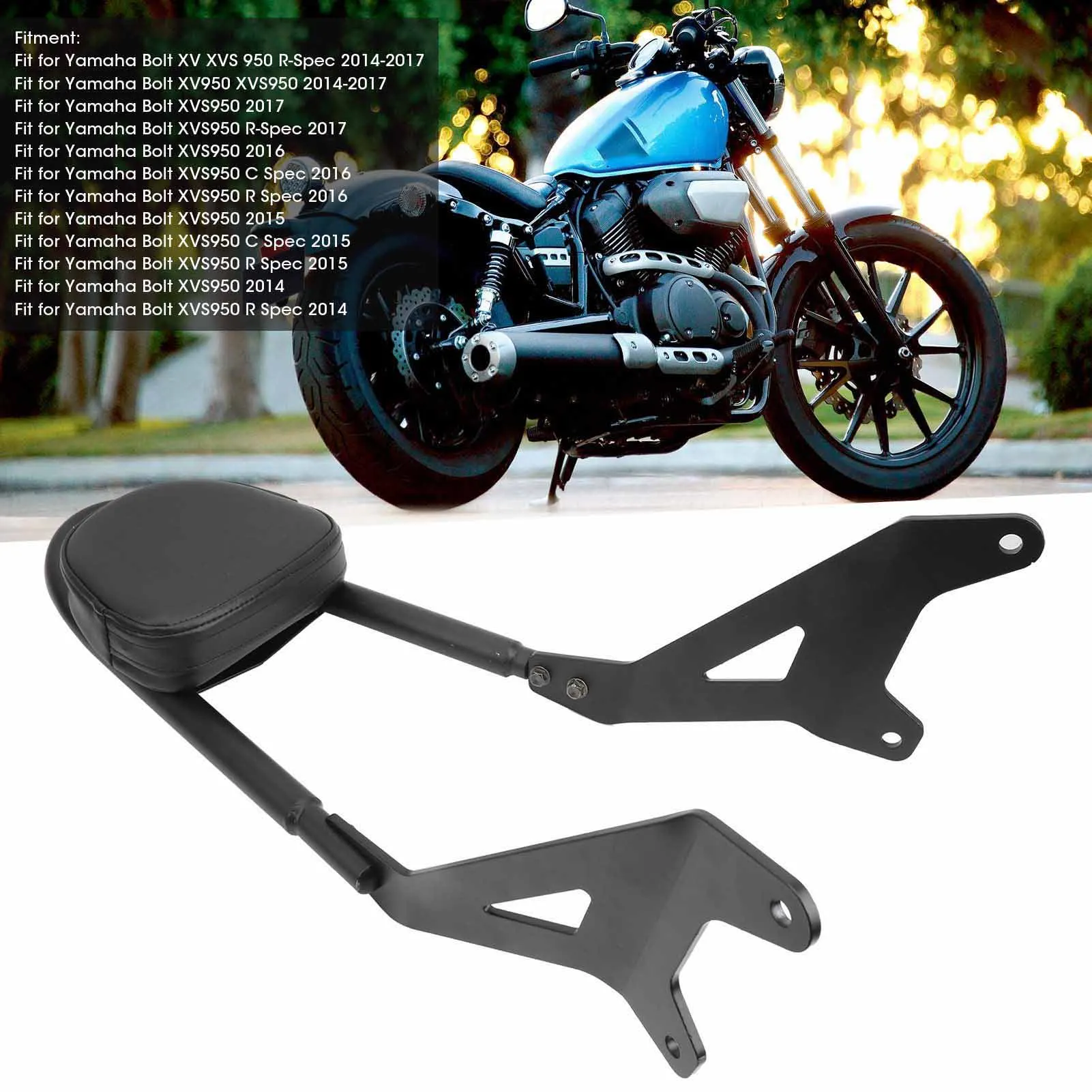 New Motorcycle Backrest Sissy Bar Aluminium Backrest Rack Fit for Yamaha Bolt XV XVS 950 R‑Spec 2014-2017 Motorcycle Accessory