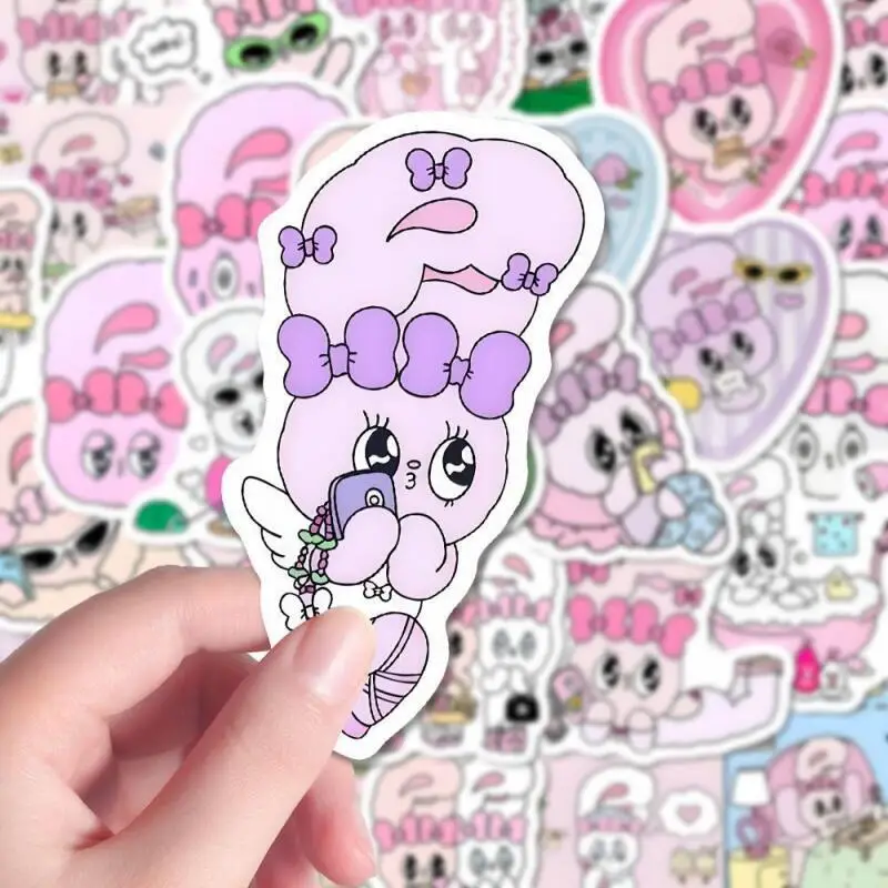 55 قطعة من ملصقات استير الكرتونية اللطيفة على شكل أرنب إبداعي ملصقات قطع مستقلة لكوب الماء وحافظة هاتف لسطح المكتب ألعاب تزيين ذاتية الصنع