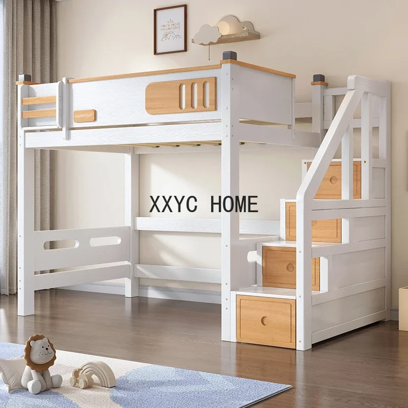 Cama multifunción elevada para niños, armario integrado de madera, Escritorio, Muebles de dormitorio, QF50TC