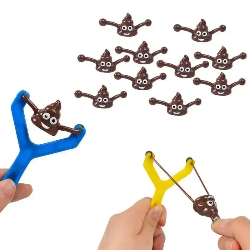 12 Uds Mini tirachinas de goma juguete tirachinas de caca voladora juguetes de caca juguete elástico sonriente juguete para aliviar el estrés regalo para niños fiesta de adultos