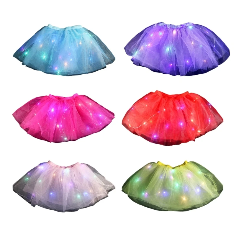 LED Ballet Skirt for Girl 4-6Y Children Skirt Glowing Miniskirt Party Skirt