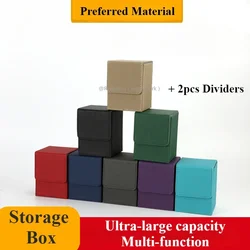 Card Deck Box Large Size for 100+ Sleeved Cards with 2 Dividers Trading Commander Premium Leather Card Case with Mtg Card Deck