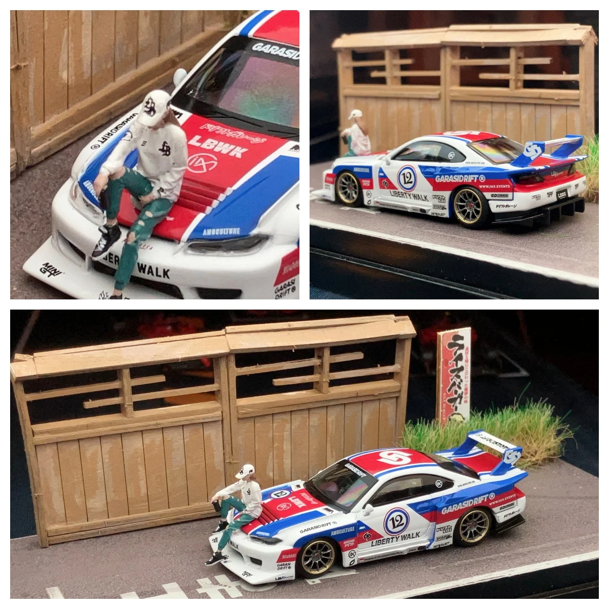 

Minigt 1:64 S15 SILVIA GARASIDRIFT LBWK Sports Model Diecast Metal Car With Figure