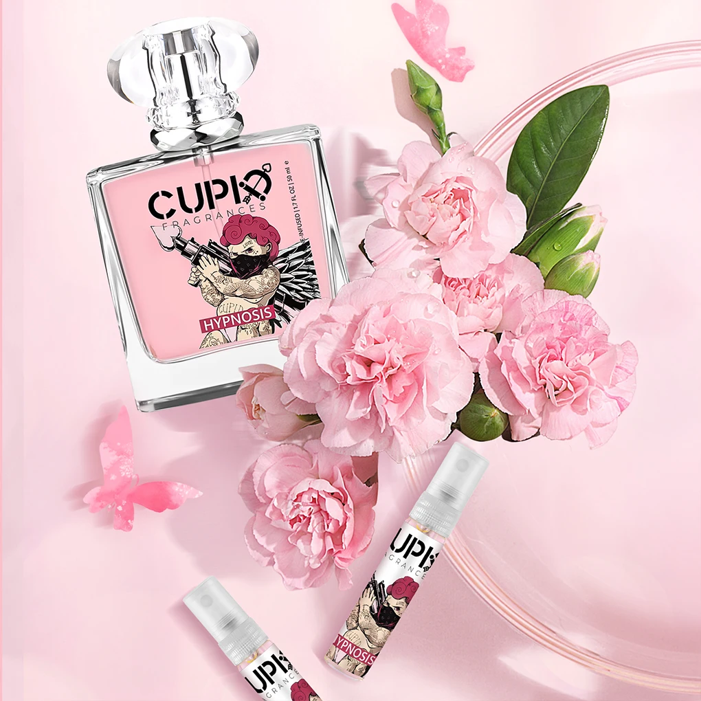 50ml cupido charme toilette para homens mulheres hipnose encantadores fragrâncias de colônia para homens e mulheres com duas garrafas amostras de mão 5ml