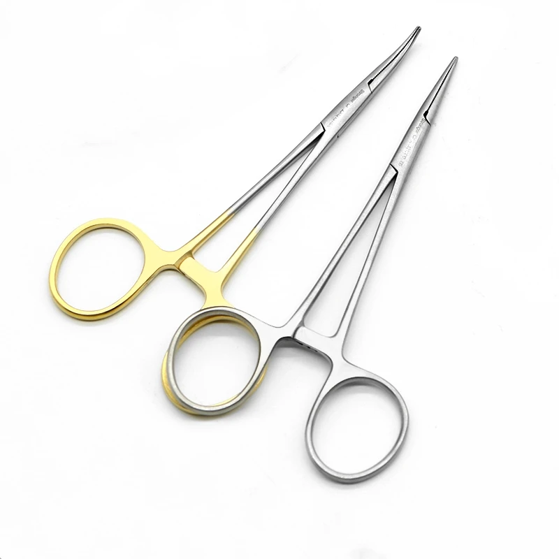 Abrazadera de acero inoxidable para mosquitos y vasos sanguíneos, párpados dobles, cabeza curva recta, dientes completos, 14cm, 16 Forcep hemostático grande, 12,5 cm