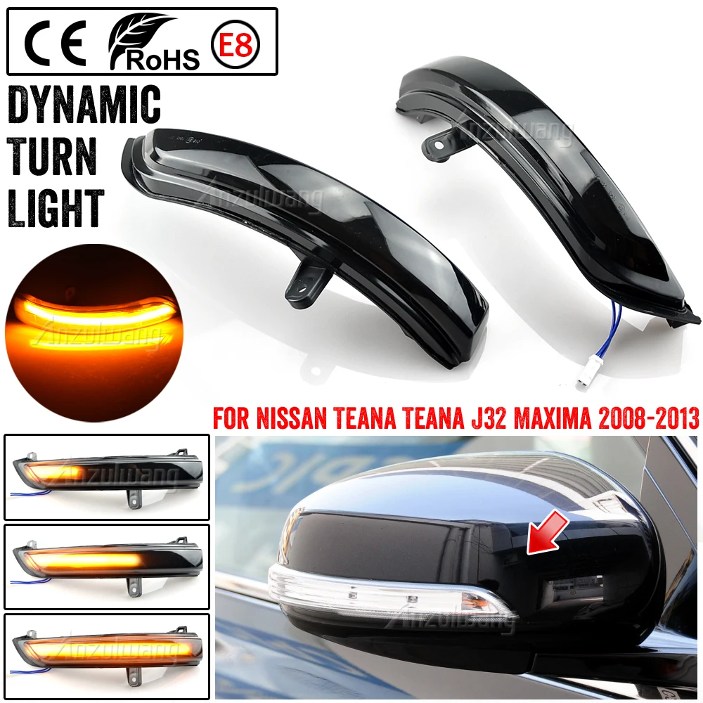 

2 шт. динамический светодиодный поворотник для Nissan Teana J32 2008 2013 Maxima указатель поворота зеркало мигалка стрелка последовательная 2010 2012
