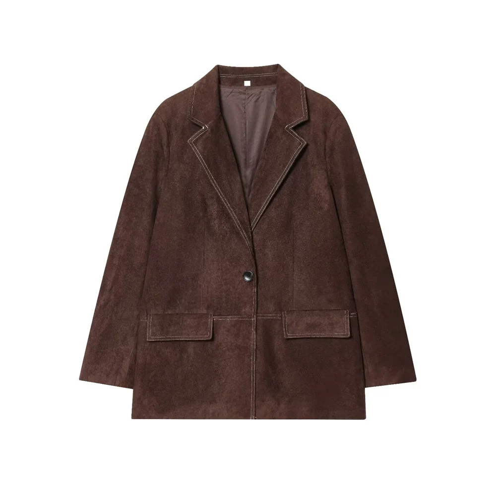 

Новый женский пригородный ветрозащитный костюм с подплечниками и воротником с длинным рукавом, цельная пряжка, прямой костюм-труба, пальто