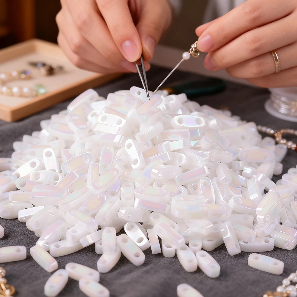 

MIYUKI TILA Beads Transparent 5x1.2x1.9mm 2-Hole Square Flat Colored Light Beads for DIY Jewelry Making Accessories