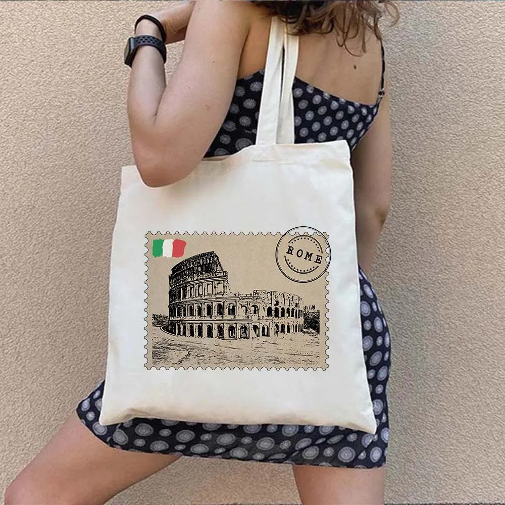 Ciao Bella Italian Map Flag Cinque Terre Duomo Florence Italy Quotes Italia Football Shoulder Canvas Totes Bags Shopper Handbags