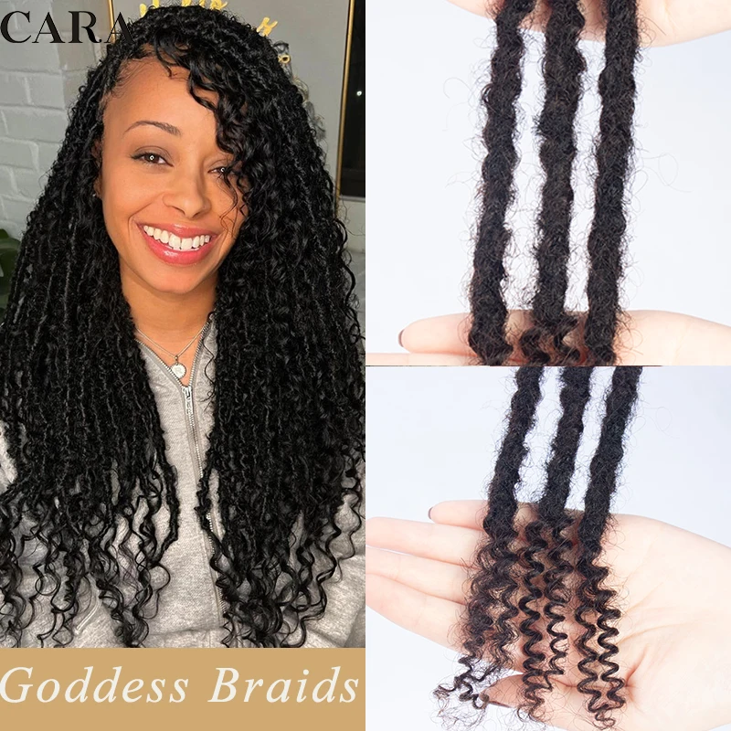 Dreadlocks Extensions Human Hair 0.6 cm Goddess Locks For Women Afro Kinky Curly Hair Crochet Braids Brazilian Braiding Hair