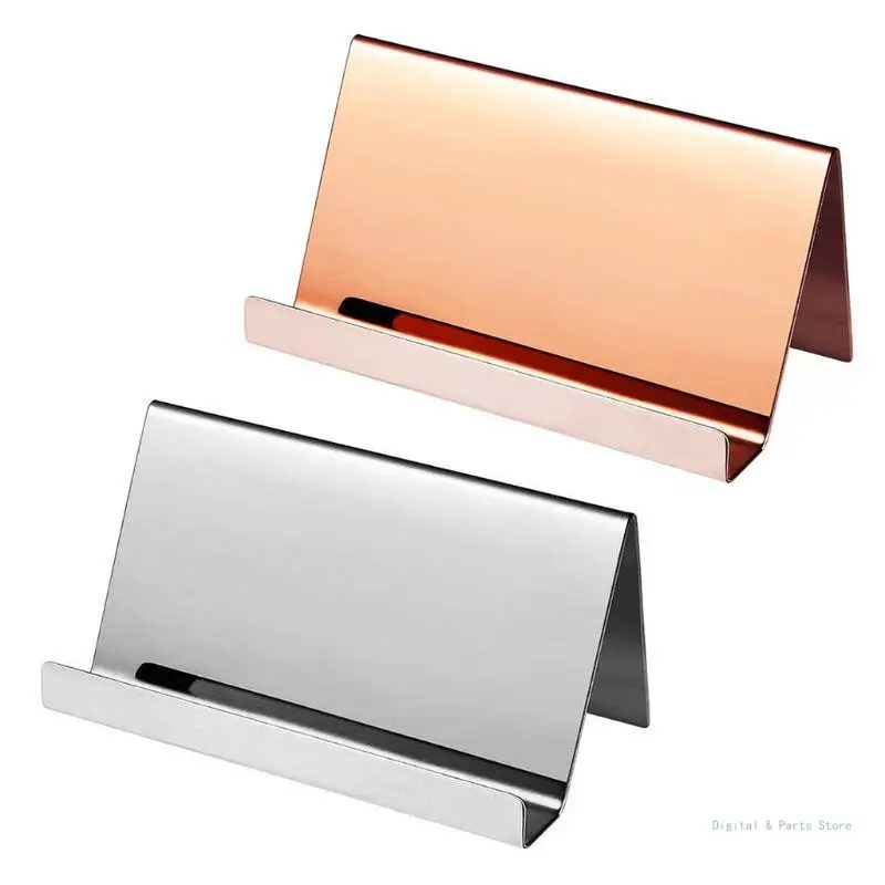 M17F High-End Stainless Steel Business Name Card Holder Display Stand Rack Desktop Ta