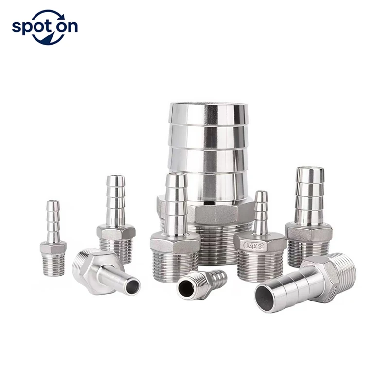 Hose Barb Connector 304 Stainless Steel 1/8' 1/4' 3/8' 1/2' Male Thread Pipe Fitting Pagoda Connector Coupling Tail Connector