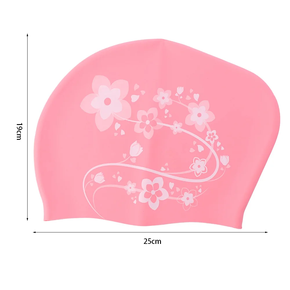 

Elastic Flower Swim Headgear Thicken Design Soft Floral Diving Hat Solid Color Anti-cold Snorkeling Cap