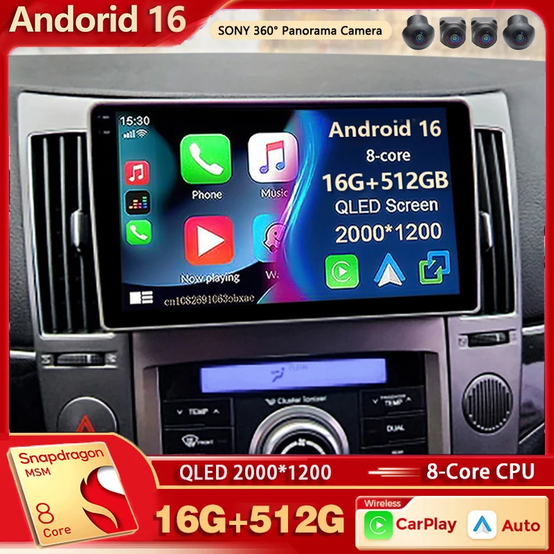 Radio Multimedia Android 16 para Hyundai Veracruz ix55 2006-2015, Reproductor de Video 2K QLED, GPS, Estéreo, CarPlay, Unidad Principal 4G