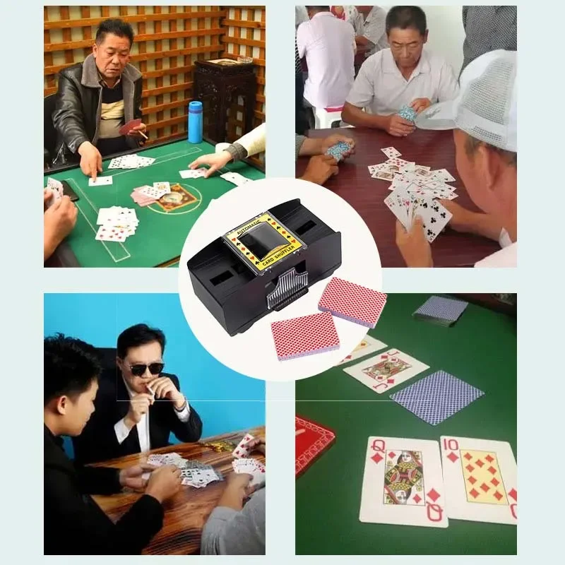 2/4 Decks Automatic Playing Card Shuffler Mixer Games Poker Card Sorter Machine Dispenser for Home Festivals Party Board Games