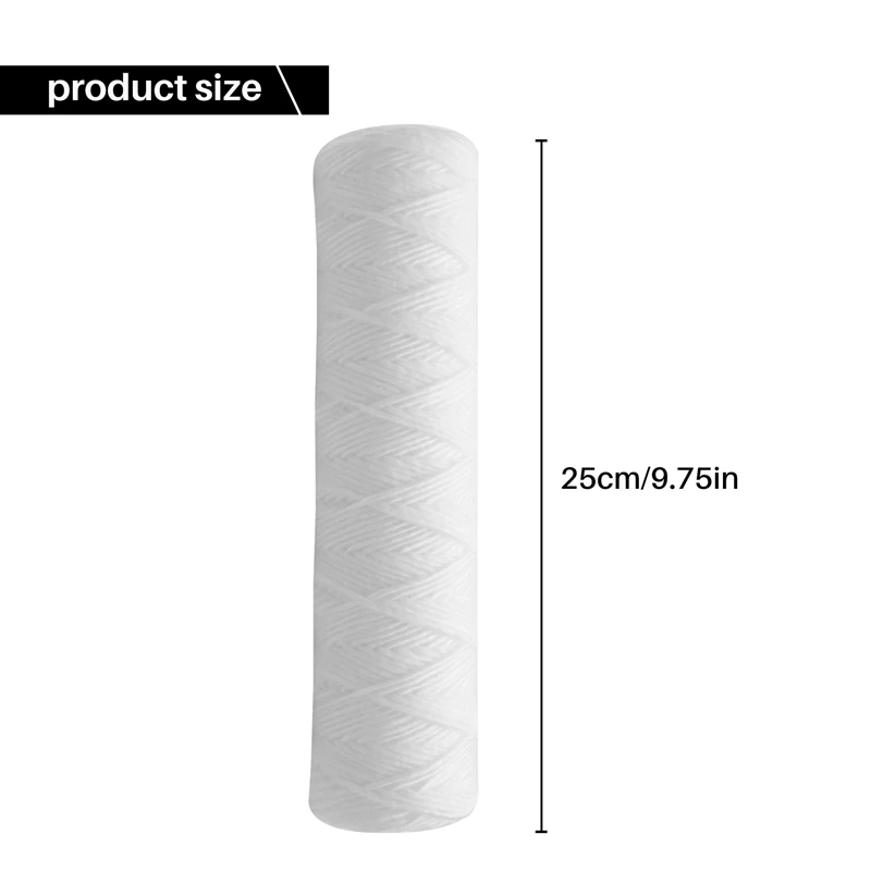 10 Micron 10 Inch X 2.5 Inch String Wound Sediment Water Filter Cartridge Whole House Sediment Filtration, Universal Replacement