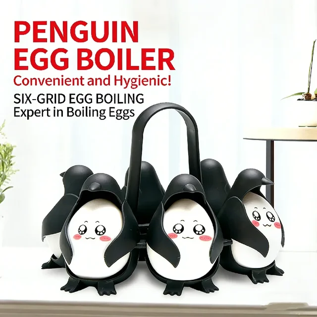 Cute Penguin Egg Boiler for Kitchen Gadget Egg Cooking Tool Egg Steamer Rack with Handle for Boiling Eggs 3