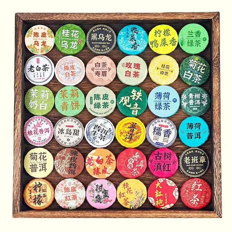 30 Various Shu Raw Puer Small Tea Cake Label Circular Pu'er Sealing Sticker Pu erh Self-adhesive Label Chinese Yunnan Droshiping