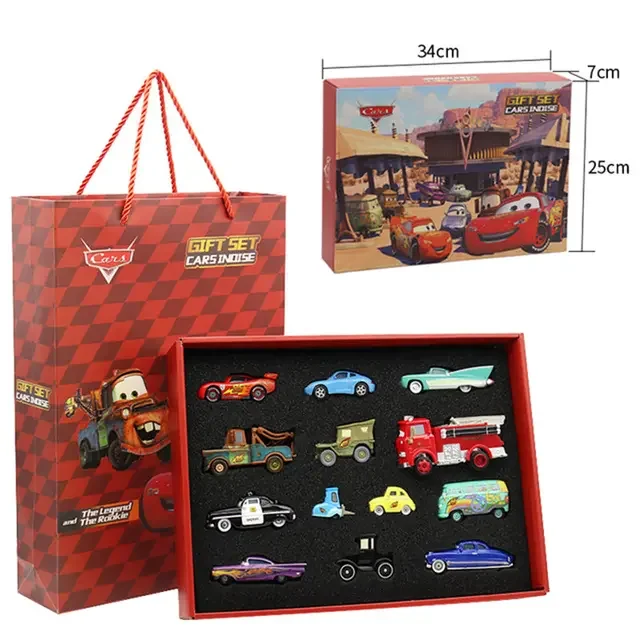 13 Teile/schachtel Disney Pixar Cars 1 Geschenkbox Metalldruckguss Mater blitz McQueen Sally Feuerwehrauto Rotes Auto Modell Junge Auto Spielzeug
