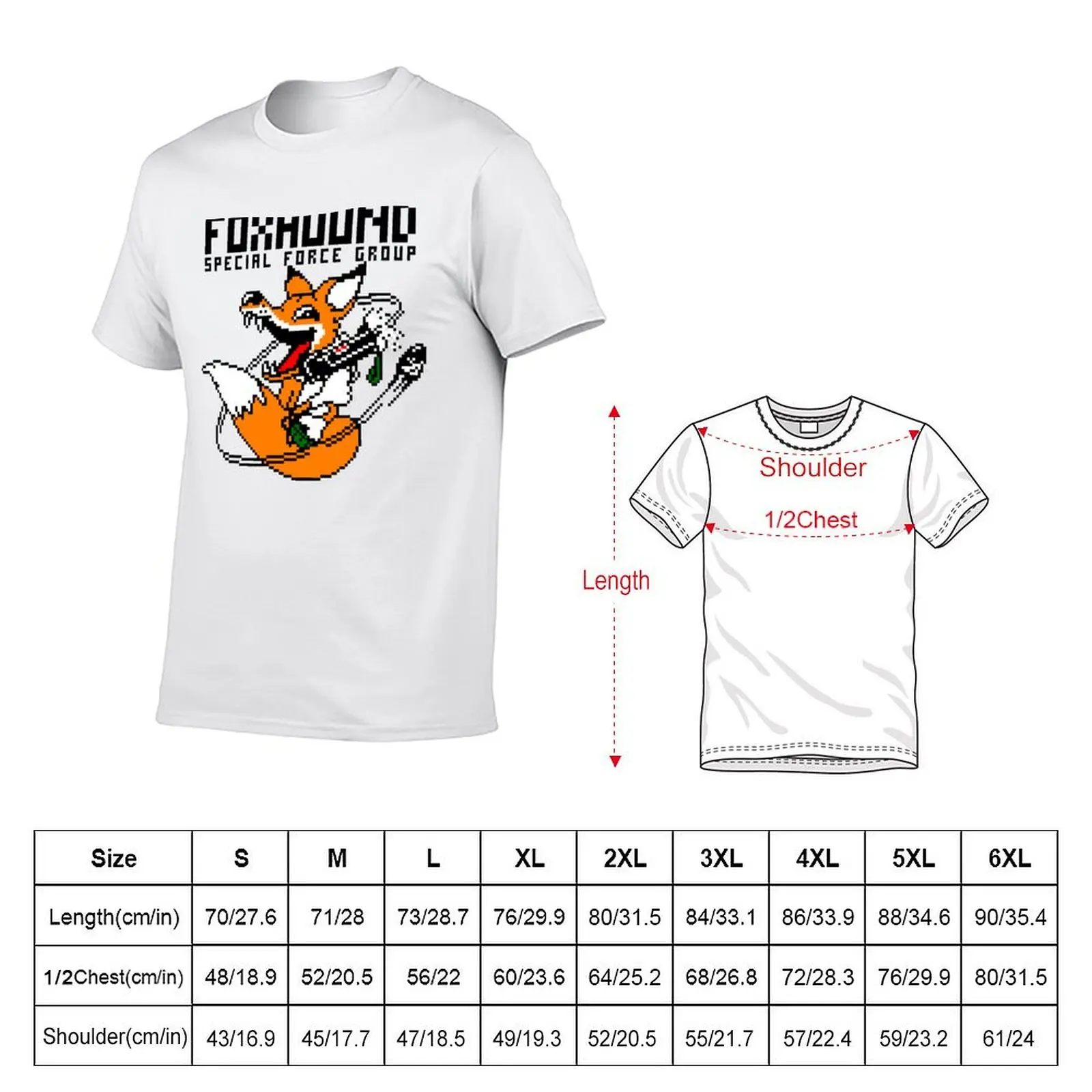 FOXHOUND PIXELART FOX BLACK T-Shirt Plus Size Summer Short Sleeve T-Shirt