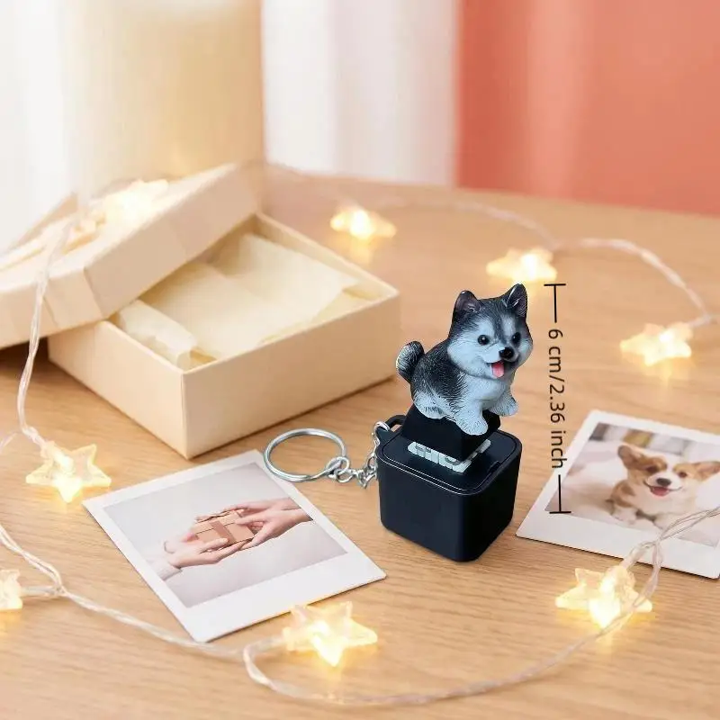 Lustiger Husky-Schwein-Schlüsselanhänger, wiederaufladbarer Knopf-Schlüsselanhänger, leuchtender Anhänger zur Stresslinderung, Dekorationsgeschenk, Spielzeug – Detail 5