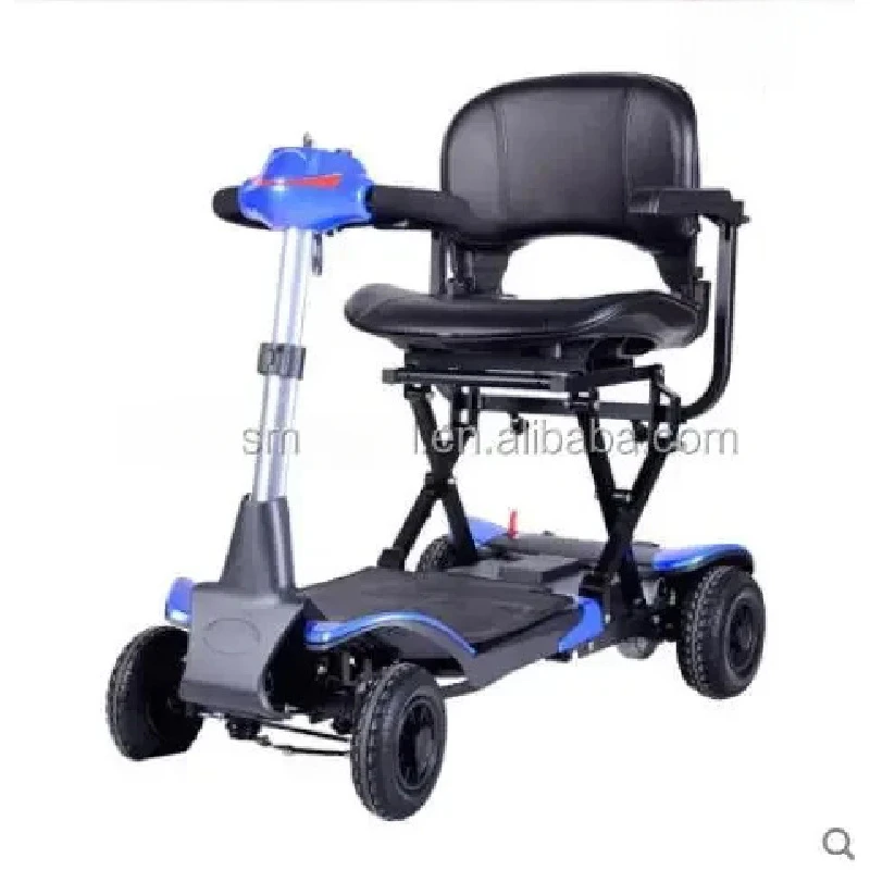 handicapped foldable four wheels electric mobility scooter for elderly with storage box canopy