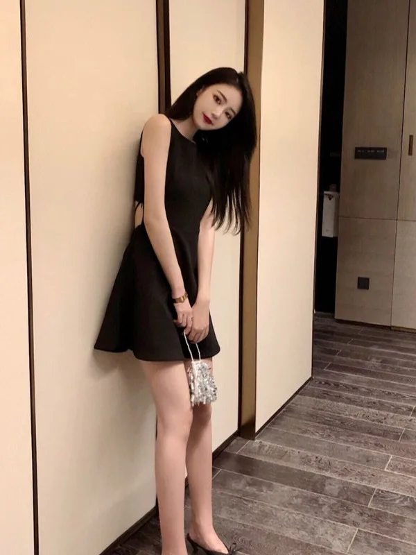 Bla adelgazante A-Line Dr mujer Par Wear cintura alta ort Sle vestido de noche coreano Sle Primavera Verano otoño