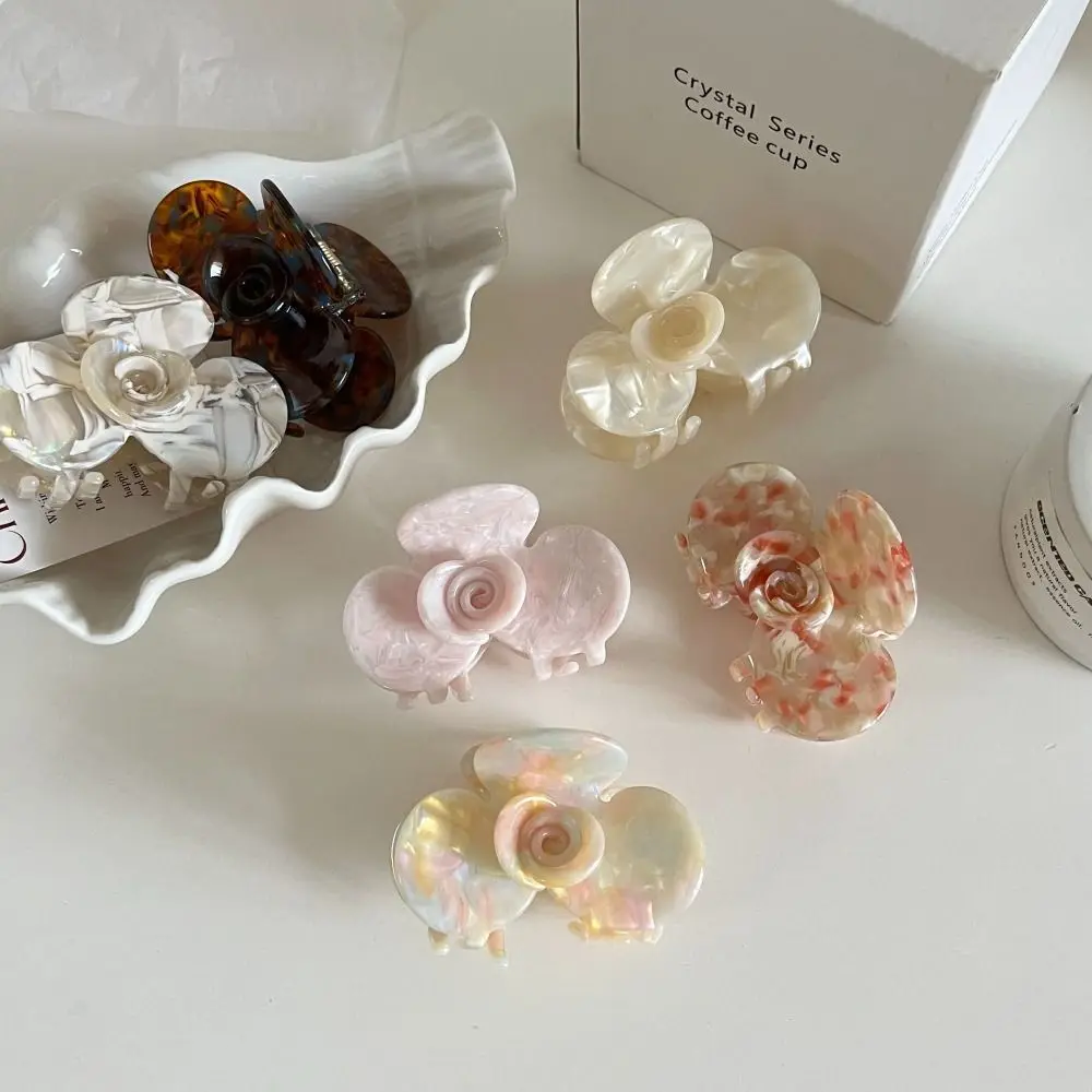 Niedliche Blumen-Haarklammer im französischen Stil, bunte Haarspange, Kamelie-Haarnadel, Kopfbedeckung, mittelgroße Hai-Clip für Reisen