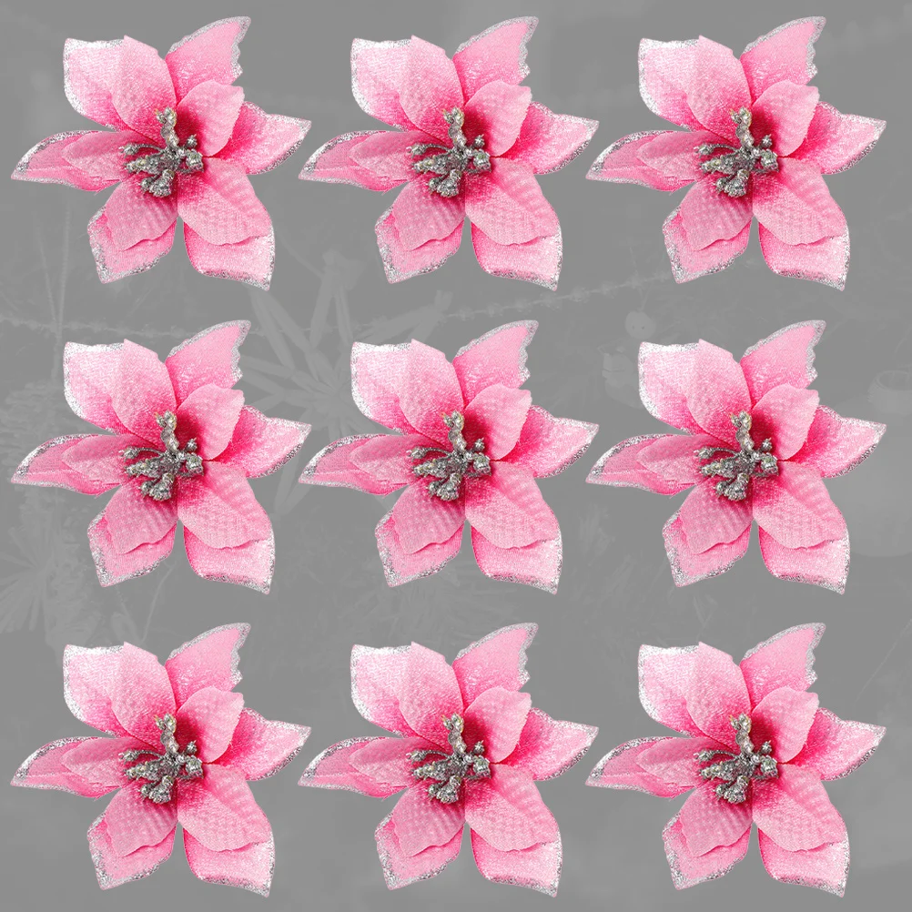 36 szt. Świątecznych sztucznych kwiatów z materiału, dekoracja na przyjęcie, lekkie, wielokrotnego użytku, sztuczne ozdoby kwiatowe na Boże Narodzenie