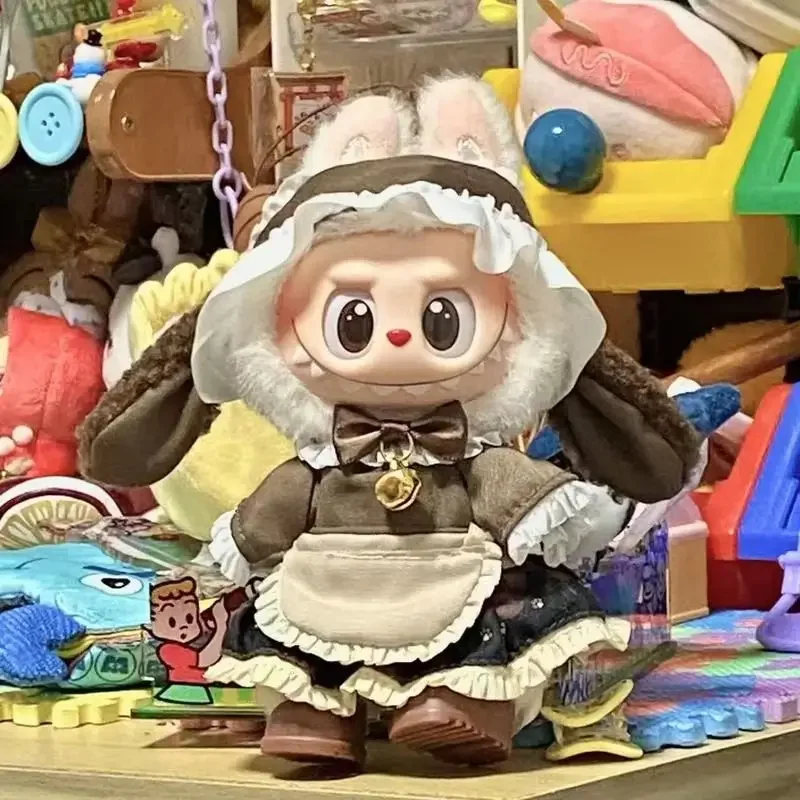 

For Labubu Cloths Doll Party Sitting Figure In Cute Maid Uniform Vinyl Toy Collectible Third Generation Girl Servant Costume