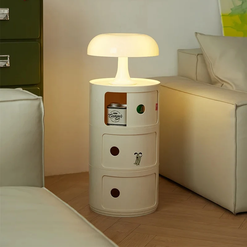 Round bedside table nordic plastic Bedside cabinet for bedroom small side end table nightstand Storage locker