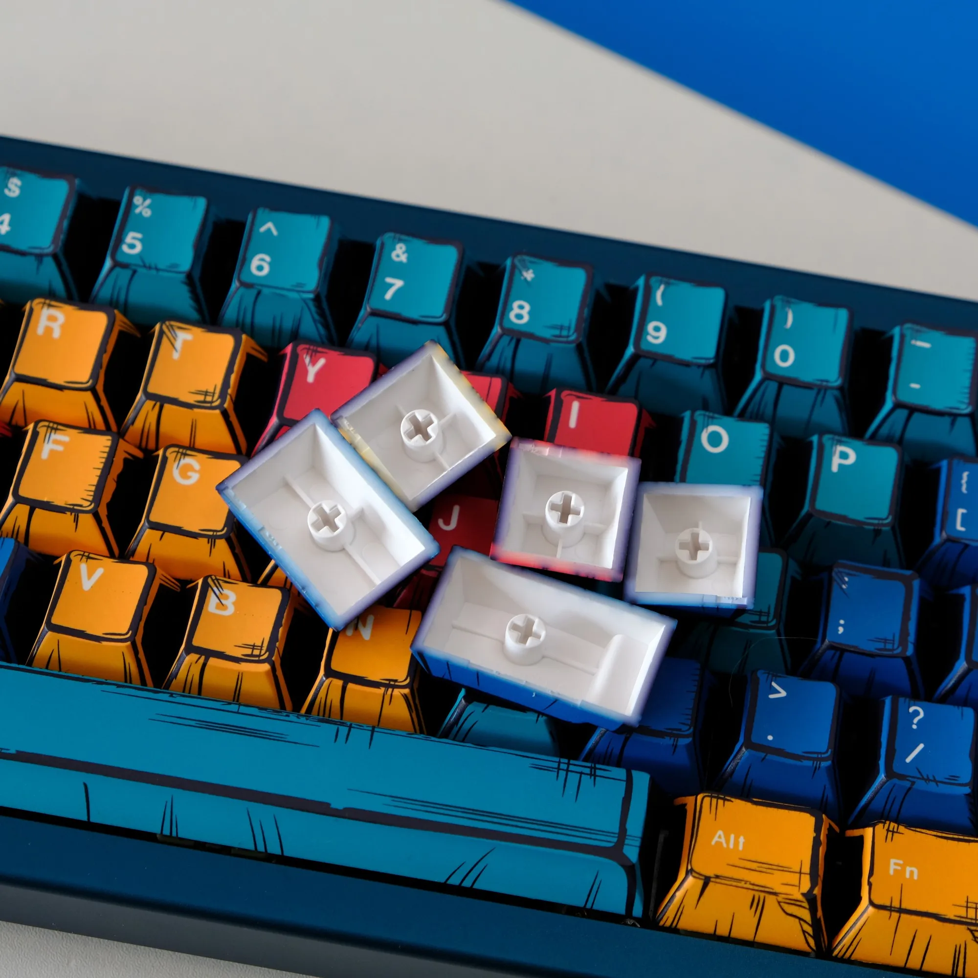 Comic Panels Keycaps Cherry Profile PBT Dye Sub Keycap For Gaming Mechanical Keyboard Split Spacebar 6.25u 7u Alice Keyboard