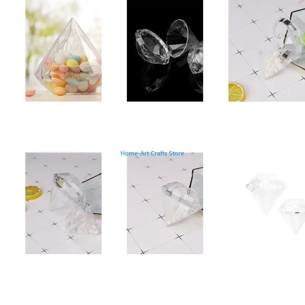 Y3NA Wedding Party Home Clear Diamond Transparent Plastic Candy Box Favor Decor