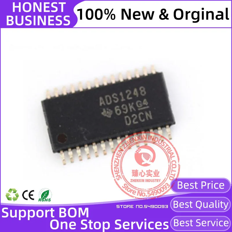 ADS1248 100% Original ADS1248IPWR TSSOP-28 Analog to Digital Converters ADC Low Noise,Prec 24B ADC