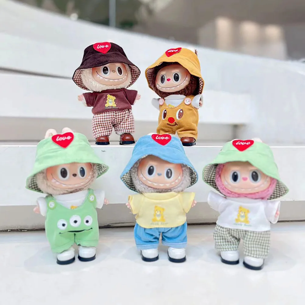 Mini vestiti per bambole di peluche Accessori per la Corea Kpop Exo Labubu V1 V2 Idol Dolls Sit Party Kindergarten Hat Set Abbigliamento