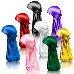 Perruques Turban en Satin soyeux durag, pour 360 vagues, Pack avec queue Extra longue et larges bretelles, chapeau respirant, 8 pièces/lot